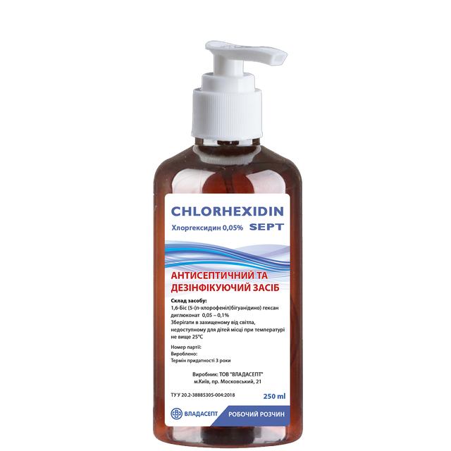 Антисептик «CHLORHEXIDIN sept», флакон, 250 мл, дозатор